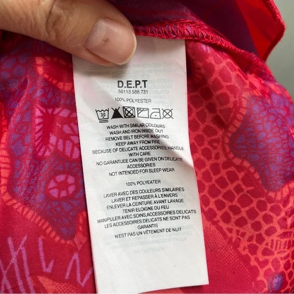 D.E.P.T Red and Purple Floral Print Long Sleeve Dress Size L - Picture 8 of 8